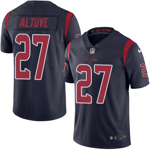 Nike Texans #27 Jose Altuve Navy Blue Youth Stitched NFL Limited Rush Jersey Nike Texans #27 Jose Altuve Navy Blue Youth Stitched NFL Limited Rush Jersey