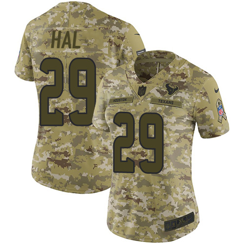 Nike Texans #29 Andre Hal Camo Women's Stitched NFL Limited 2018 Salute to Service Jersey Nike Texans #29 Andre Hal Camo Women's Stitched NFL Limited 2018 Salute to Service Jersey
