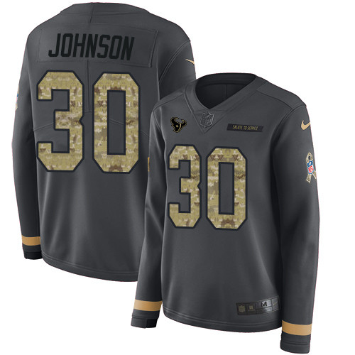 Nike Texans #30 Kevin Johnson Anthracite Salute to Service