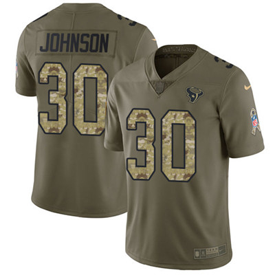 Nike Texans #30 Kevin Johnson Olive Camo Youth Stitched NFL Limited 2017 Salute to Service Jersey Nike Texans #30 Kevin Johnson Olive Camo Youth Stitched NFL Limited 2017 Salute to Service Jersey