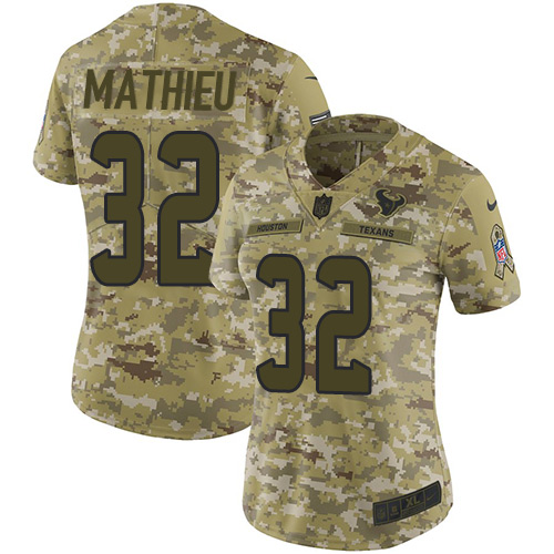 Nike Texans #32 Tyrann Mathieu Camo Women's Stitched NFL Limited 2018 Salute to Service Jersey