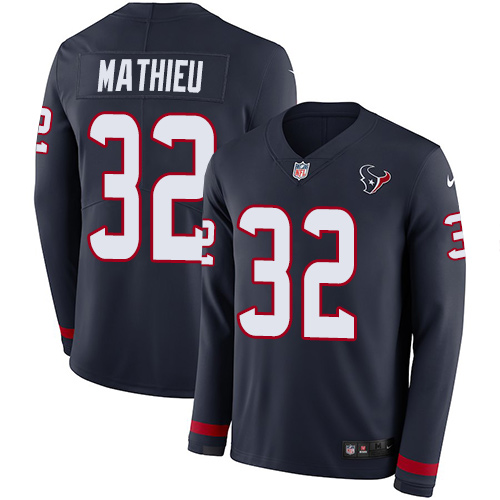 Nike Texans #32 Tyrann Mathieu Navy Blue Team Color Men's Stitched NFL Limited Therma Long Sleeve Jersey Nike Texans #32 Tyrann Mathieu Navy Blue Team Color Men's Stitched NFL Limited Therma Long Sleeve Jersey