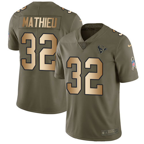 Nike Texans #32 Tyrann Mathieu Olive Gold Men's Stitched NFL Limited 2017 Salute To Service Jersey