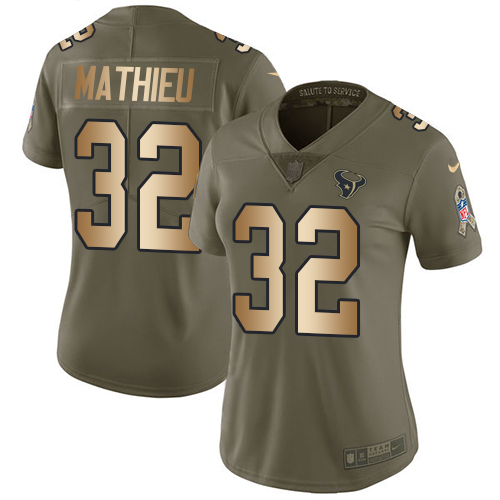 Nike Texans #32 Tyrann Mathieu Olive Gold Women's Stitched NFL Limited 2017 Salute to Service Jersey Nike Texans #32 Tyrann Mathieu Olive Gold Women's Stitched NFL Limited 2017 Salute to Service Jersey