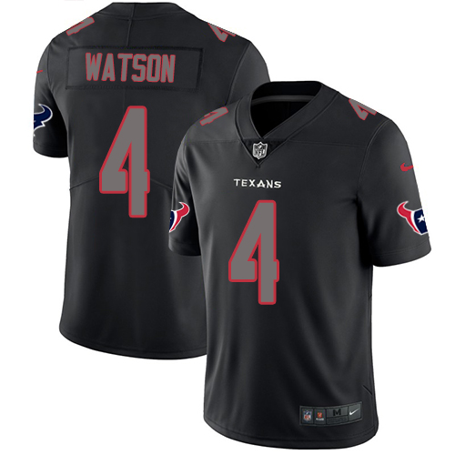 Nike Texans #4 Deshaun Watson Black Men's Stitched NFL Limited Rush Impact Jersey