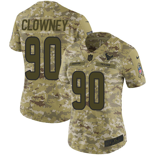 Nike Texans #90 Jadeveon Clowney Camo Women's Stitched NFL Limited 2018 Salute to Service Jersey Nike Texans #90 Jadeveon Clowney Camo Women's Stitched NFL Limited 2018 Salute to Service Jersey