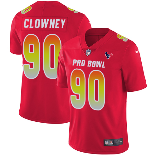 Nike Texans #90 Jadeveon Clowney Red Women's Stitched NFL Limited AFC 2018 Pro Bowl Jersey