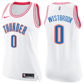 Nike Thunder #0 Russell Westbrook White Pink Women's NBA Swingman Fashion Jersey Nike Thunder #0 Russell Westbrook White Pink Women's NBA Swingman Fashion Jersey
