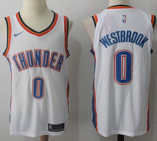 Nike Thunder #0 Russell Westbrook White Stitched NBA Jersey