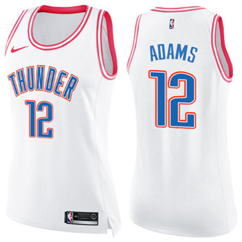 Nike Thunder #12 Steven Adams White Pink Women's NBA Swingman Fashion Jersey