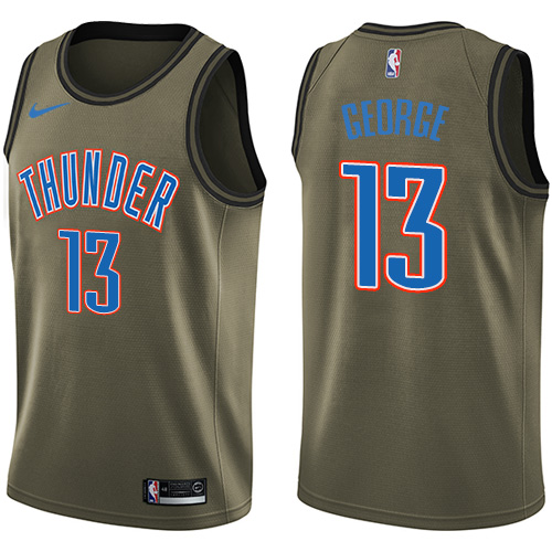 Nike Thunder #13 Paul George Green Salute to Service NBA Swingman Jersey Nike Thunder #13 Paul George Green Salute to Service NBA Swingman Jersey