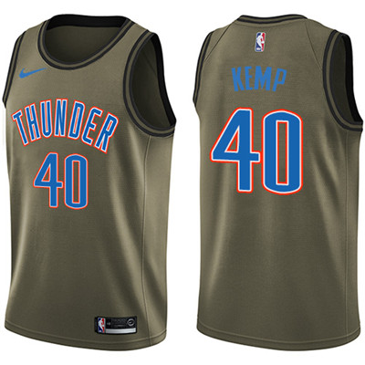 Nike Thunder #40 Shawn Kemp Green Salute to Service Youth NBA Swingman Jersey