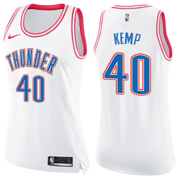 Nike Thunder #40 Shawn Kemp White Pink Women's NBA Swingman Fashion Jersey