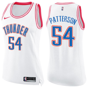 Nike Thunder #54 Patrick Patterson White Pink Women's NBA Swingman Fashion Jersey Nike Thunder #54 Patrick Patterson White Pink Women's NBA Swingman Fashion Jersey
