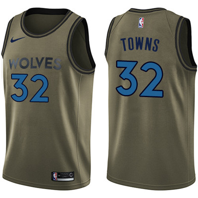 Nike Timberwolves #32 Karl-Anthony Towns Green Salute to Service Youth NBA Swingman Jersey Nike Timberwolves #32 Karl-Anthony Towns Green Salute to Service Youth NBA Swingman Jersey