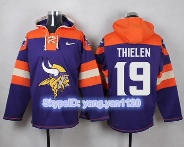 Nike Vikings #19 Adam Thielen Purple Player Pullover NFL Hoodie