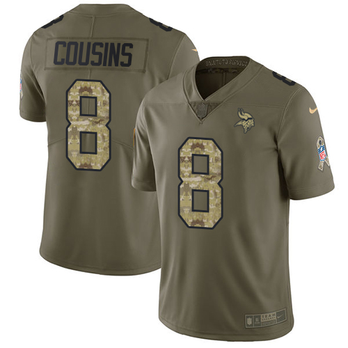 Nike Vikings #8 Kirk Cousins Olive Camo Youth Stitched NFL Limited 2017 Salute to Service Jersey Nike Vikings #8 Kirk Cousins Olive Camo Youth Stitched NFL Limited 2017 Salute to Service Jersey