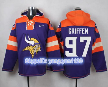 Nike Vikings #97 Everson Griffen Purple Player Pullover NFL Hoodie