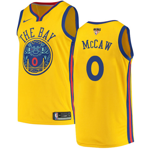 Nike Warriors #0 Patrick McCaw Gold The Finals Patch NBA Swingman City Edition Jersey