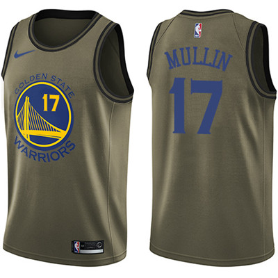 Nike Warriors #17 Chris Mullin Green Salute to Service Youth NBA Swingman Jersey