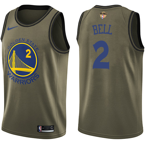 Nike Warriors #2 Jordan Bell Green Salute to Service The Finals Patch NBA Swingman Jersey