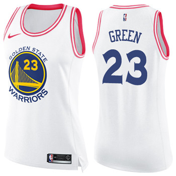 Nike Warriors #23 Draymond Green White Pink Women's NBA Swingman Fashion Jersey