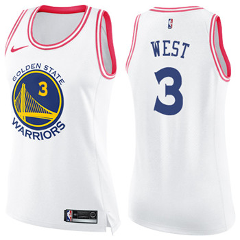 Nike Warriors #3 David West White Pink Women's NBA Swingman Fashion Jersey