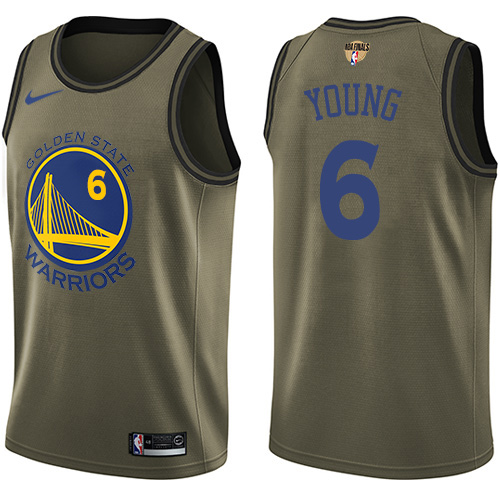 Nike Warriors #6 Nick Young Green Salute to Service The Finals Patch NBA Swingman Jersey