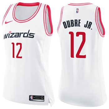 Nike Wizards #12 Kelly Oubre Jr. White Pink Women's NBA Swingman Fashion Jersey