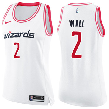Nike Wizards #2 John Wall White Pink Women's NBA Swingman Fashion Jersey