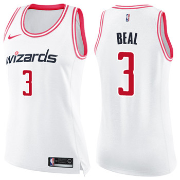 Nike Wizards #3 Bradley Beal White Pink Women's NBA Swingman Fashion Jersey