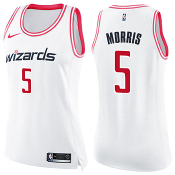 Nike Wizards #5 Markieff Morris White Pink Women's NBA Swingman Fashion Jersey