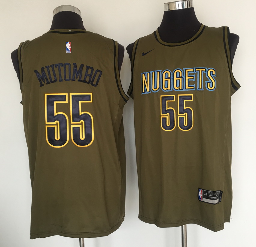 Nuggets #55 Dikembe Mutombo Olive Nike Swingman Jersey Nuggets #55 Dikembe Mutombo Olive Nike Swingman Jersey