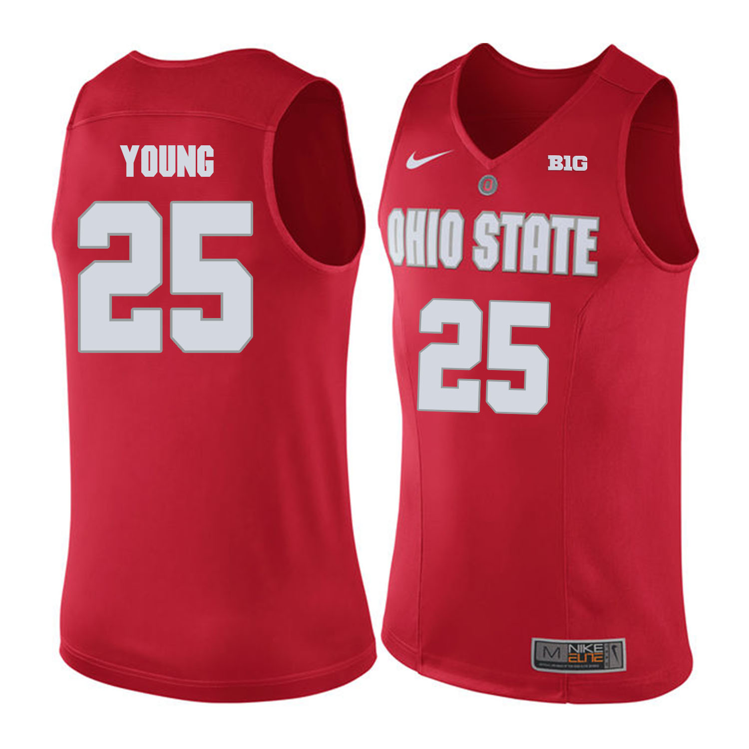Ohio State Buckeyes #25 Young Red College Basketball Jersey