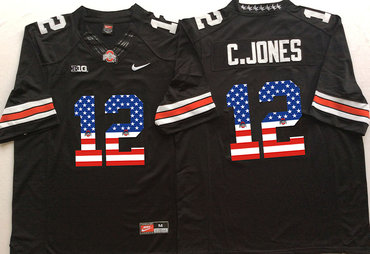 Ohio State Buckeyes 12 C.Jones Black USA Flag College Jersey Ohio State Buckeyes 12 C.Jones Black USA Flag College Jersey