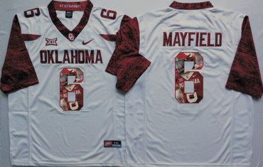 Oklahoma Sooners 14 Baker Mayfield White Portrait Number College Jersey Oklahoma Sooners 14 Baker Mayfield White Portrait Number College Jersey
