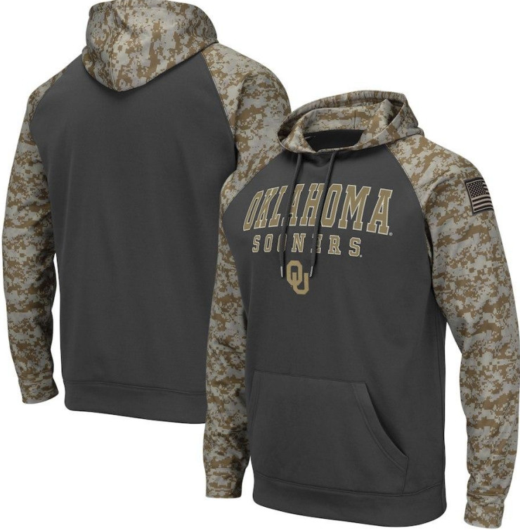 Oklahoma Sooners Gray Camo Men's Pullover Hoodie