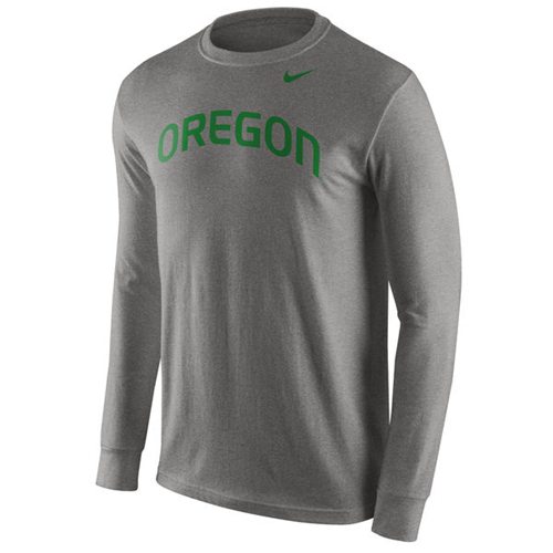 Oregon Ducks Wordmark Long Sleeves T-Shirt Gray