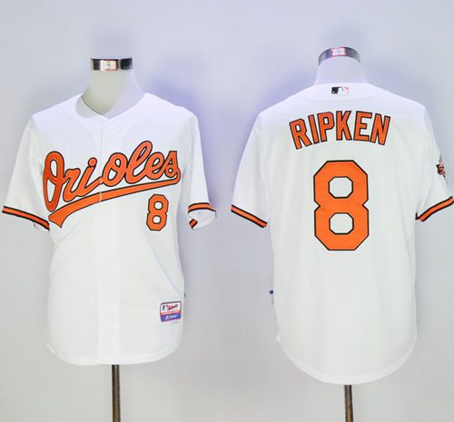 Orioles #8 Cal Ripken White Cool Base Stitched MLB Jersey Orioles #8 Cal Ripken White Cool Base Stitched MLB Jersey