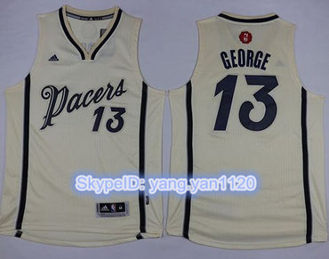 Pacers #13 Paul George Cream 2015-2016 Christmas Day Stitched NBA Jersey