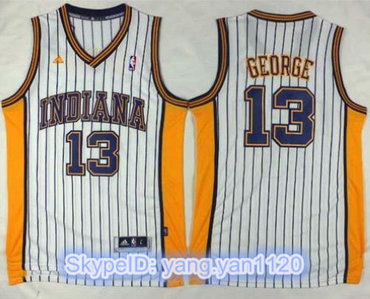Pacers #13 Paul George White Throwback Stitched NBA Jersey