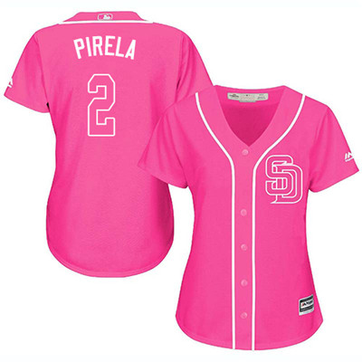 Padres #2 Jose Pirela Pink Fashion Women's Stitched Baseball Jersey