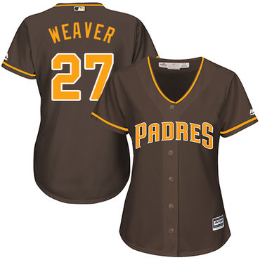 Padres #27 Jered Weaver Brown Alternate Women's Stitched MLB Jersey
