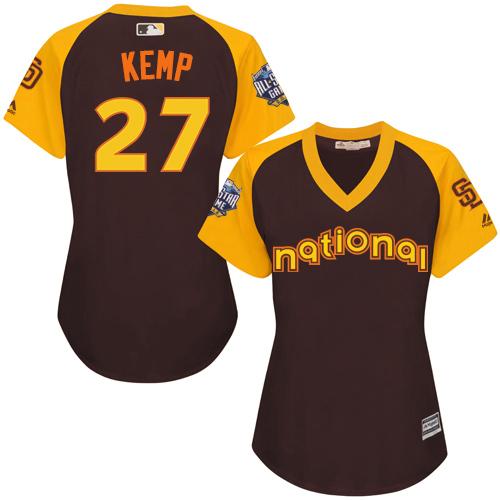Padres #27 Matt Kemp Brown 2016 All-Star National League Women's Stitched MLB Jersey Padres #27 Matt Kemp Brown 2016 All-Star National League Women's Stitched MLB Jersey