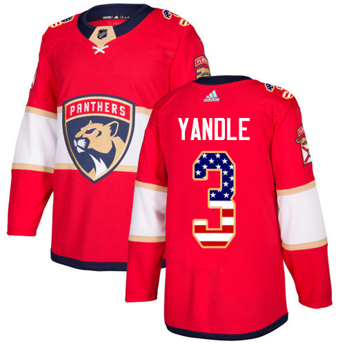 Panthers #3 Keith Yandle Red Home Authentic USA Flag Stitched Youth Hockey Jersey