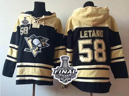 Penguins #58 Kris Letang Black Sawyer Hooded Sweatshirt 2017 Stanley Cup Final Patch Stitched NHL Jersey Penguins #58 Kris Letang Black Sawyer Hooded Sweatshirt 2017 Stanley Cup Final Patch Stitched NHL Jersey