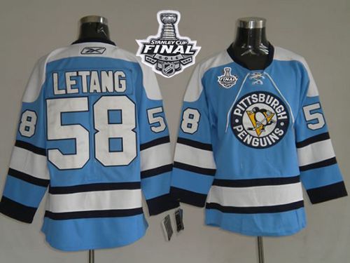 Penguins #58 Kris Letang Blue 2016 Stanley Cup Final Patch Stitched NHL Jersey