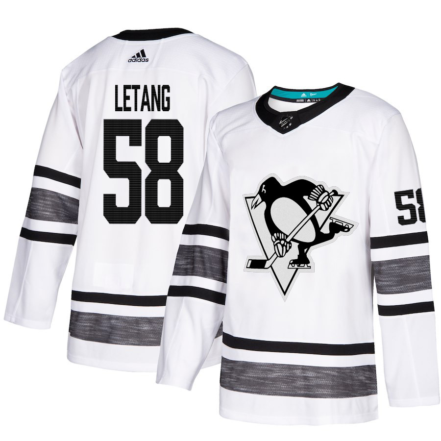 Penguins #58 Kris Letang White Authentic 2019 All-Star Stitched Youth Hockey Jersey