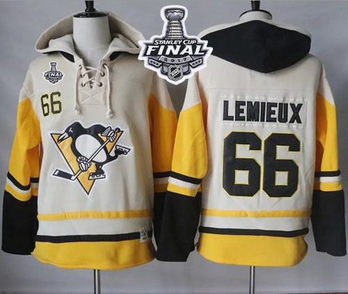 Penguins #66 Mario Lemieux Cream Gold Sawyer Hooded Sweatshirt 2017 Stanley Cup Final Patch Stitched NHL Jersey Penguins #66 Mario Lemieux Cream Gold Sawyer Hooded Sweatshirt 2017 Stanley Cup Final Patch Stitched NHL Jersey