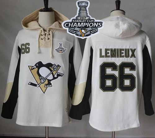 Penguins #66 Mario Lemieux White Pullover Hoodie 2017 Stanley Cup Finals Champions Stitched NHL Jersey
